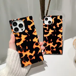 flames square Phone Case for use with iphone 17 air 16 pro max 15 plus 14 pro cool leopard artistic phone cases for iphone 13PRO/12PRO for Mens Personalized bumper phone case Protective Cellphone