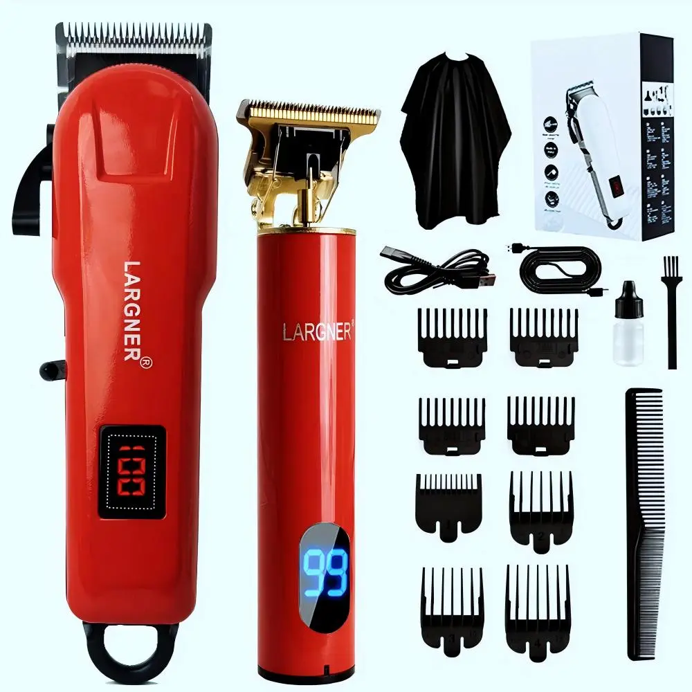 Largner Hair Clipper & Shaver Set with Ceramic Blade, 1200mah Wireless Rechargeable Battery, Includes 10 Men's Guides Combs, Ideal Gift