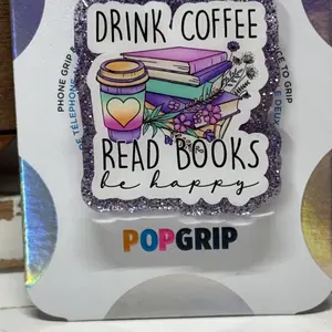 Kindle Grip | Drink Coffee Read Books Grip | Kindle Accessory | Phone Grip | Book Lover Gift