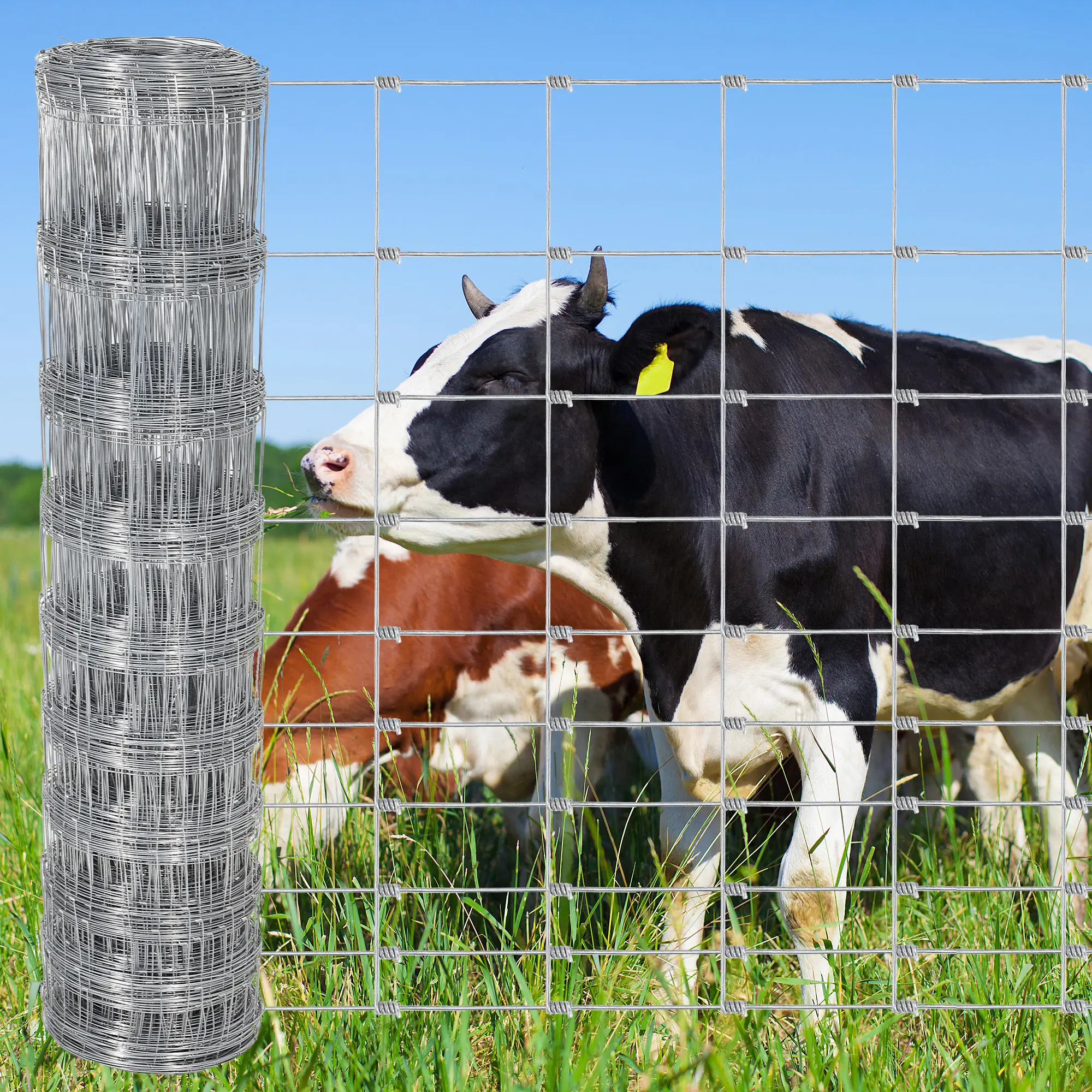 Heavy Duty Galvanized Wire Mesh Livestock Fence - Durable Metal Panel for Cattle, Goat & Deer, Yard, Agricultural & Industrial Use