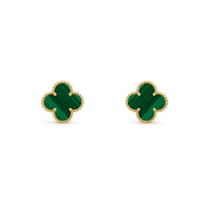 Pre-owned Van Cleef & Arpels Vintage Alhambra Earrings with 2 Unique Carnelian/onyx/malachite