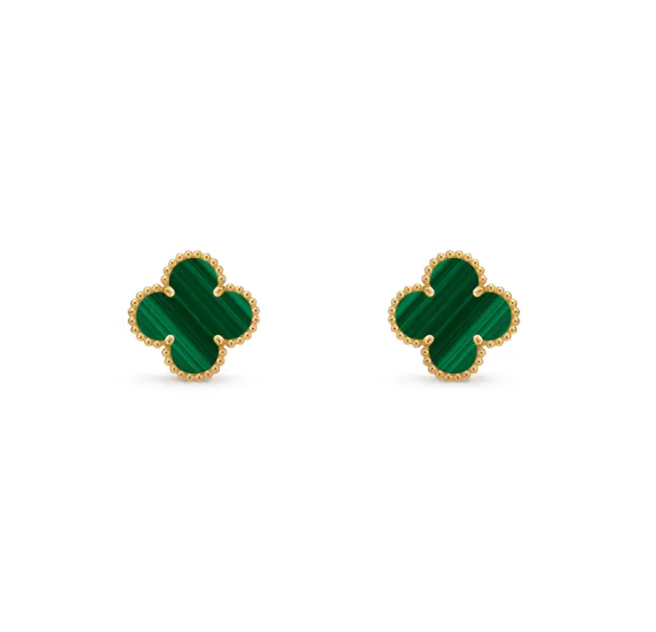 Pre-owned Van Cleef & Arpels Vintage Alhambra Earrings, 2 Malachite , Full Set