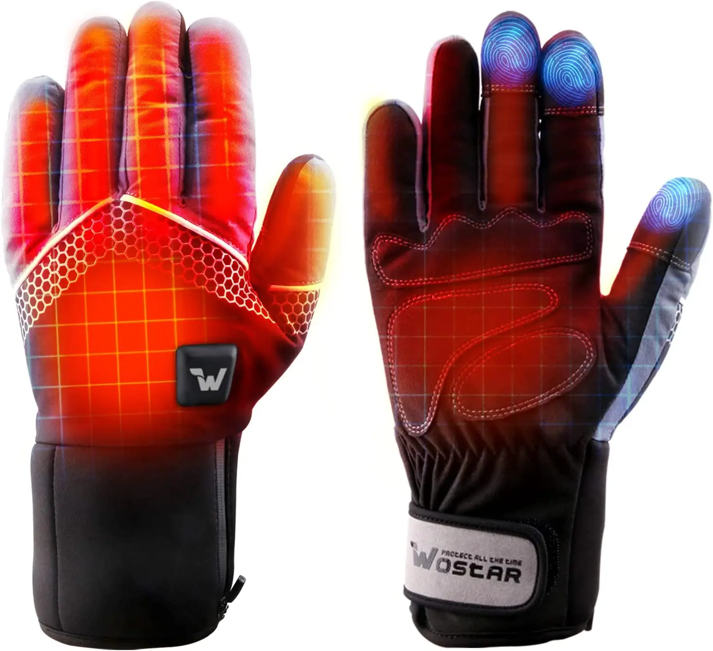 Electric Heated Gloves for Men Women with 3 Heating Levels Heated Gloves Touchscreen Waterproof Skiing Snowboarding Gloves nertzop