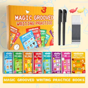 Large Magic Handwriting Practice Workbooks for Kids,8 Books–alphabet,number,math,vocabulary*2,drawing,body and feelings,time learning – 8 Educational Themes for Kids 3-6,Early Learning