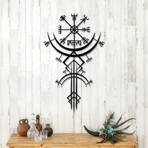 1Pc Viking Metal Decor Rune Wall Decor Norse Mythology Art Metal Wall Decor Metal Wall Hanging Gift 16.1 inches/40.9 cm