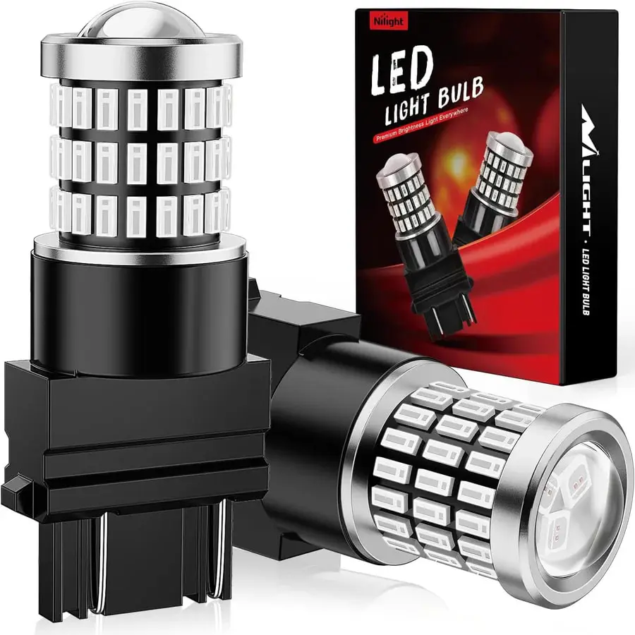Nilight 57LEDs Red 3156 3056 4157 3057 3157 LED Bulbs (Pairs) 7443 bright switch panel Led Headlight Led Headlight Kit
