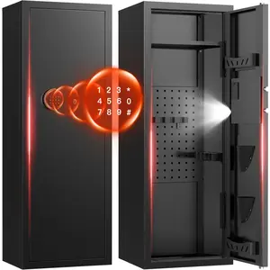 TnTants 12-16 Large Gun Safe Cabinet for Rifles and Pistols with Digital Panel LED Light Quick Access Anti-Theft Design Smart Alarm Mode Easy Assembly Multi-Function