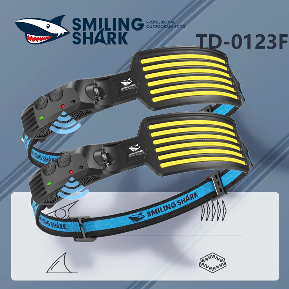【TD-0123F】Smilingshark multifunctional headlights, induction function, humanized headband design, built -in battery, Five-Speed Lighting, easily cope with various lighting needs! Outdoor Headlamp High Powered Flashlight Adjustable Tactical Flashlights