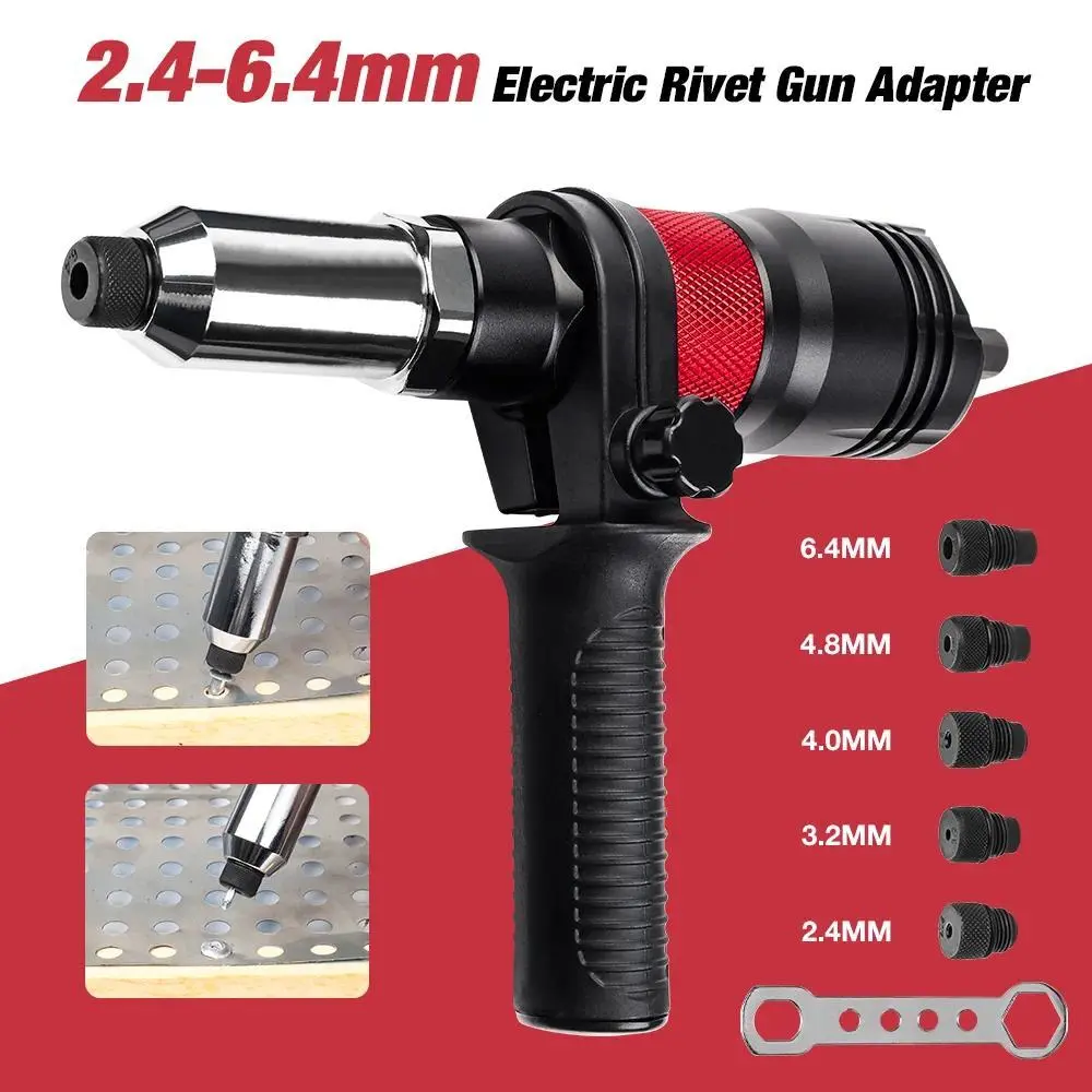 2.4MM/3.2MM/4.0MM/4.8MM/6.4MM Electric Riveting Gun Adapter Rivet Tool Hand Tools Hardware Home Cordless Rivet Nut Gun Converter