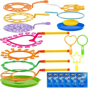 Big Bubble Wands Set with with Tray, 21" Giant Bubble Wands Bulk for Kids, Summer, Outdoor Play Period & Birthday Party & Games, 6 Pcs Solution Suitable, Suitable for All Age People
