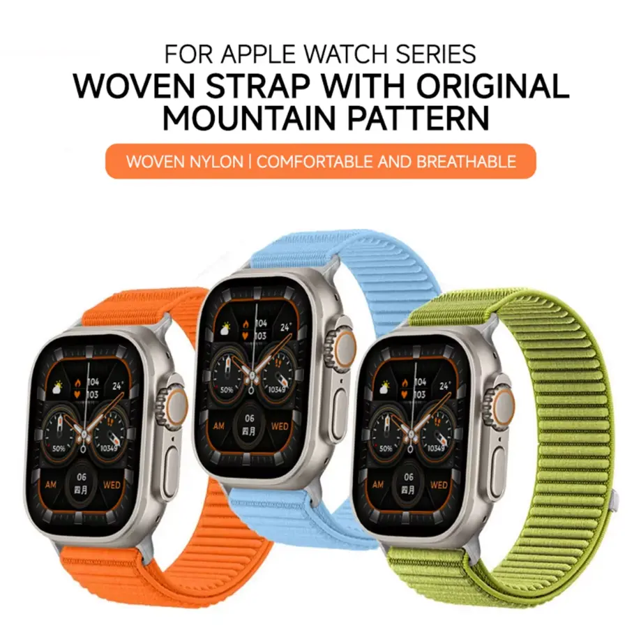 Lightweight Stretch Nylon Watch Band Compatible with Apple Watch, Soft Braided Sport Strap, Breathable Adjustable Wristband for Smart Watch Series & Ultra Models
