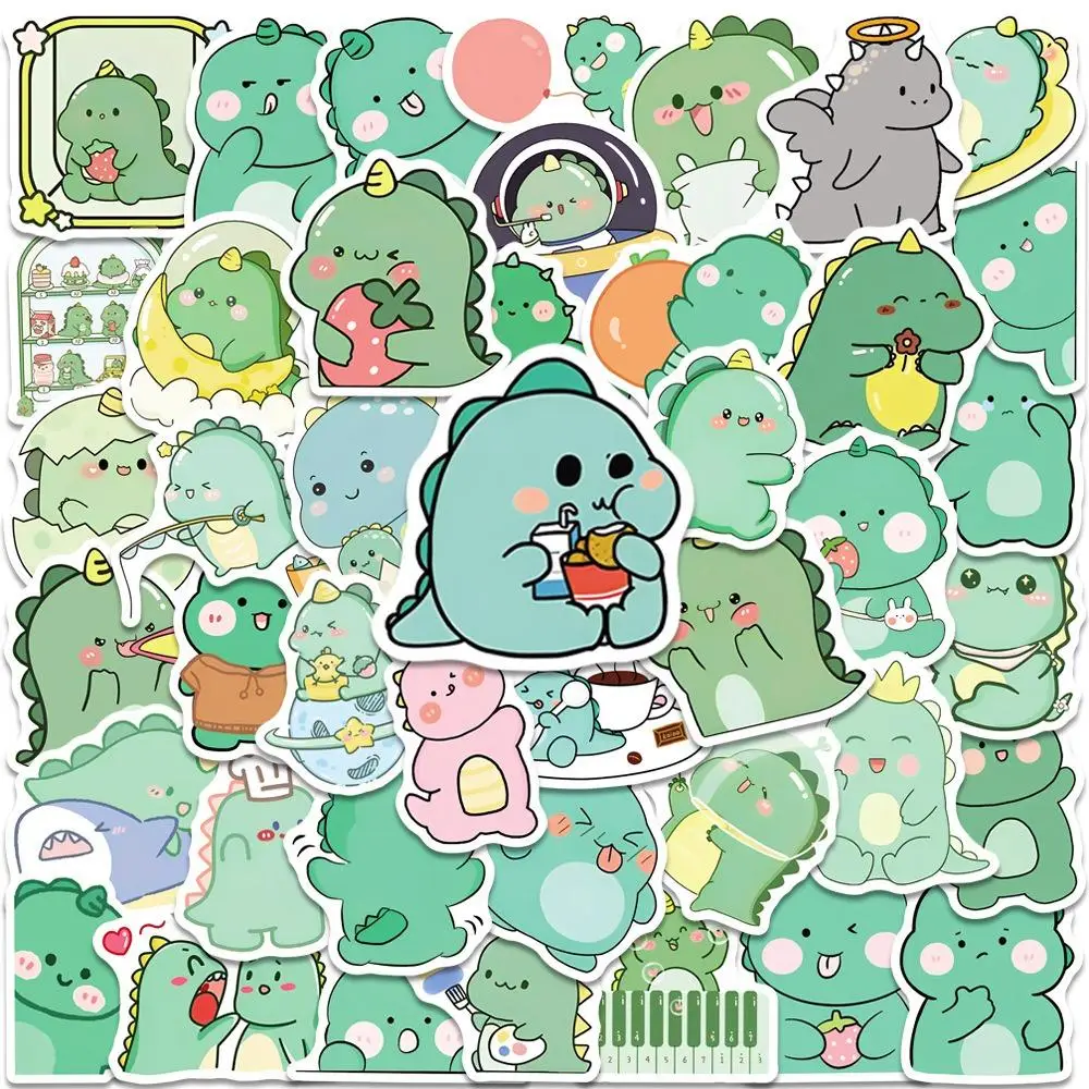 50pcs Cartoon Dinosaur Pattern Graffiti Sticker, Waterproof Self Adhesive Decor Paper, Decor Sticker for Gift Greeting Card Water Bottle Laptop Phone,