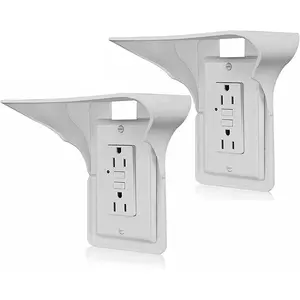 2 Pack Single Wall Outlet Shelf Home Wall Shelf Organizer for Outlets, Perfect for Bathroom Kitchen Bedroom with Cord Management and Easy Installation. (White)