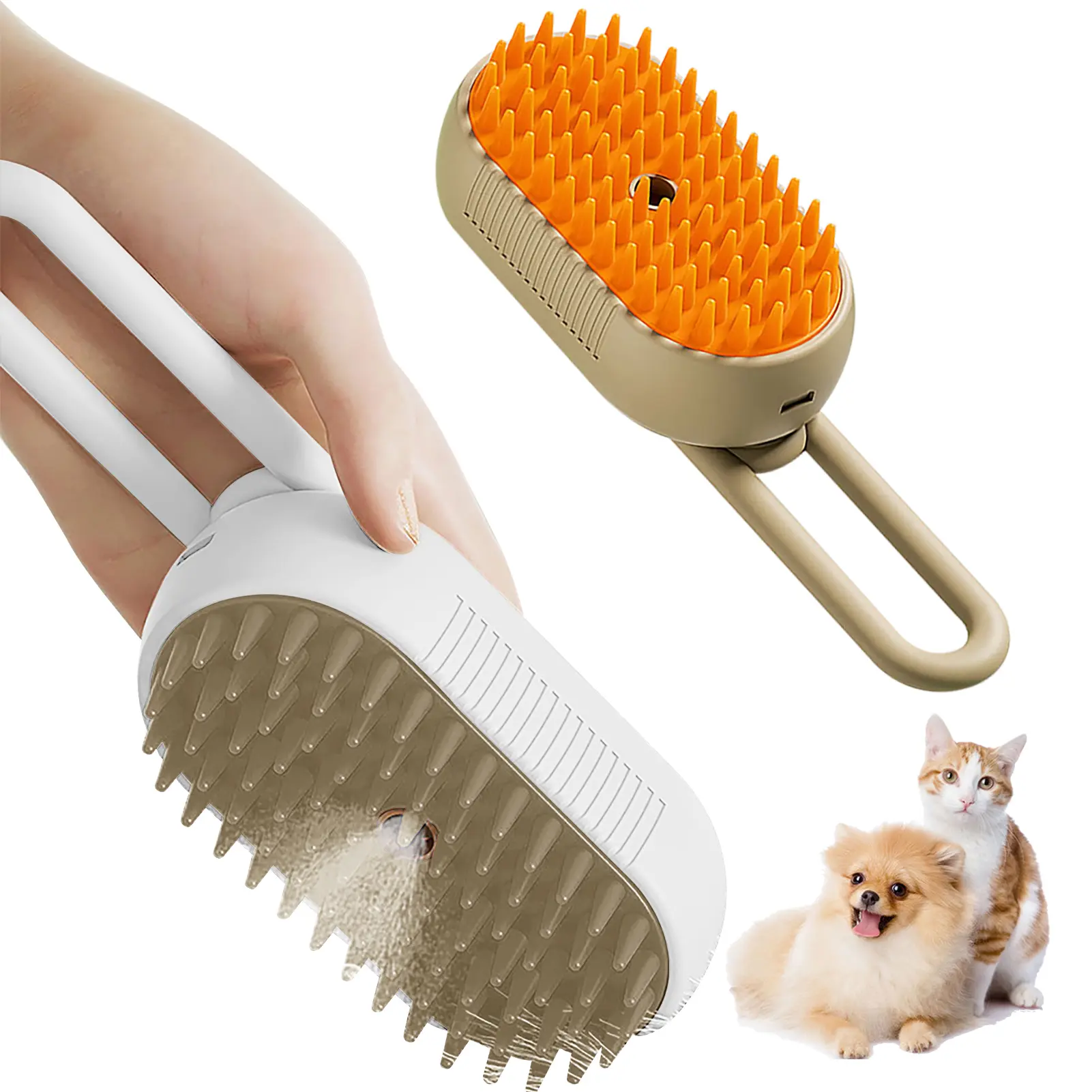 2PCS Pet Steamy Brush, Cat Grooming Comb with Steam, 3 in 1 Self Cleaning Cat Steamy Brush,Pet Steam Brush Spray Comb for Cats