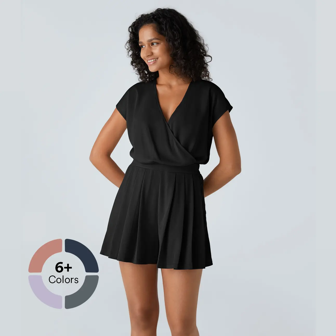 Halara V Neck Short Sleeve Plicated Side Pocket Flowy Waffle Casual Jumpsuit#TikTokShopBacktoSchool