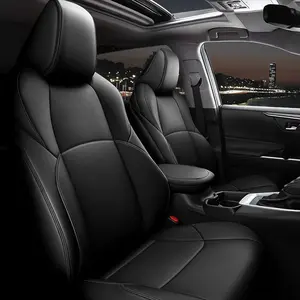 Custom Fit for Toyota CHR C-HR 2018-2022 - Full Set Black Faux Leather Seat Covers, Airbag Compatible, Waterproof & Anti-Slip, Easy to Clean & Wear-Resistant Car Protector