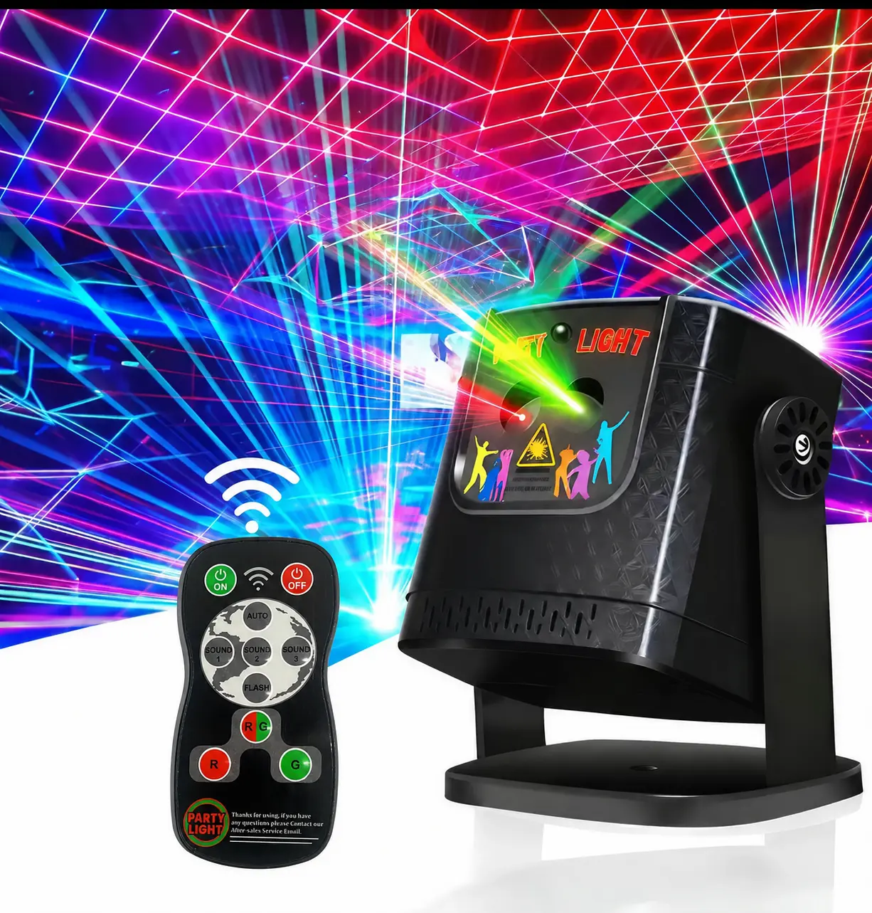 Mini RGB Party Disco Light -Adjustable Remote Control Sound-ActivatedProjector, Indoor Use Party Decorations, Ideal forBars, Weddings, Birthdays