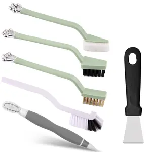 6 Pcs Kitchen Cleaning Brush Set,Deep Clean Gas Stove Brass Brush,Kitchen Sink Nylon Brushes,Cooktop Scraper,Stiff Bristles Rust Removing and Dust,Scrubber Brush for Range Hood Grease Grime,Hand Tools Kits,Summervibes