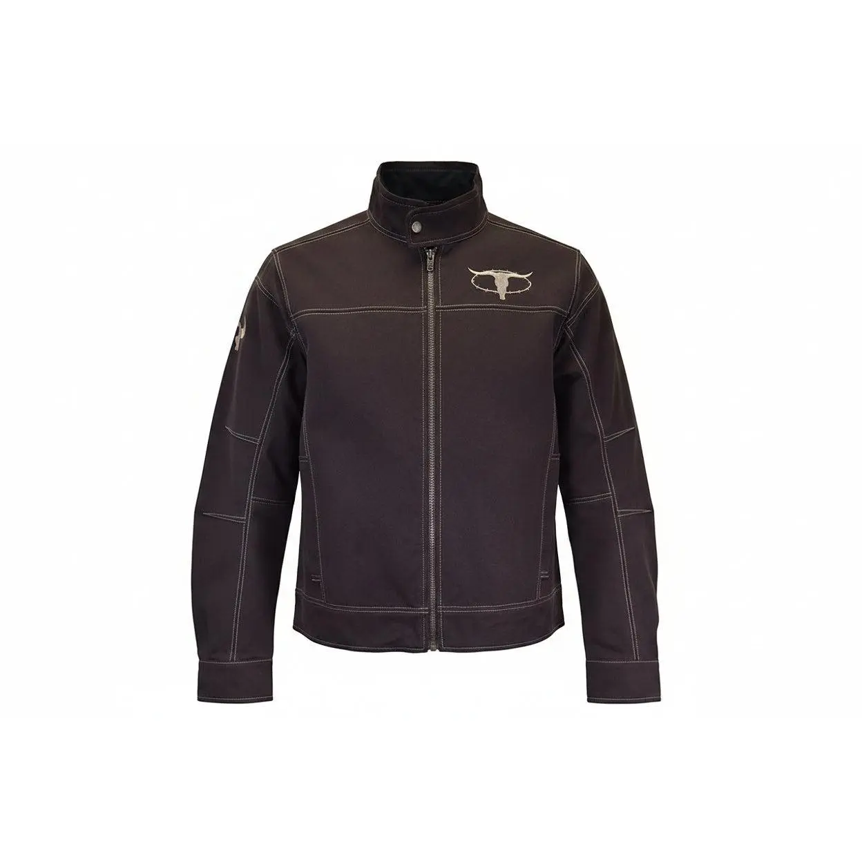 Men's Cowboy Hardware Skull Barb Brown Canvas Jacket