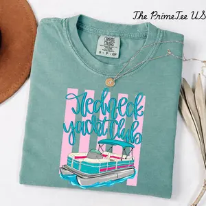 Trendy Yacht Club Shirt, Coastal Cowgirl Tee, Lake Life Shirt, Preppy Summer Shirt, Comfort Colors Vintage Graphic Tee, Beach Vacation Outfit