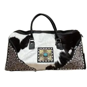 Cowhide & Tooled Leather Duffle Bags