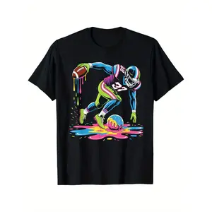 [Trendy Football Drip Tee] Football Drip Ice Cream T-Shirt for Boys |   Trendy Streetwear, Breathable, Comfortable Crew Neck Short Sleeve Tee - Best Gift for Boy or Girl