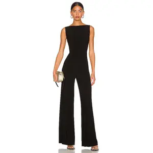 Norma Kamali Sleeveless X Straight Leg Jumpsuit in Black