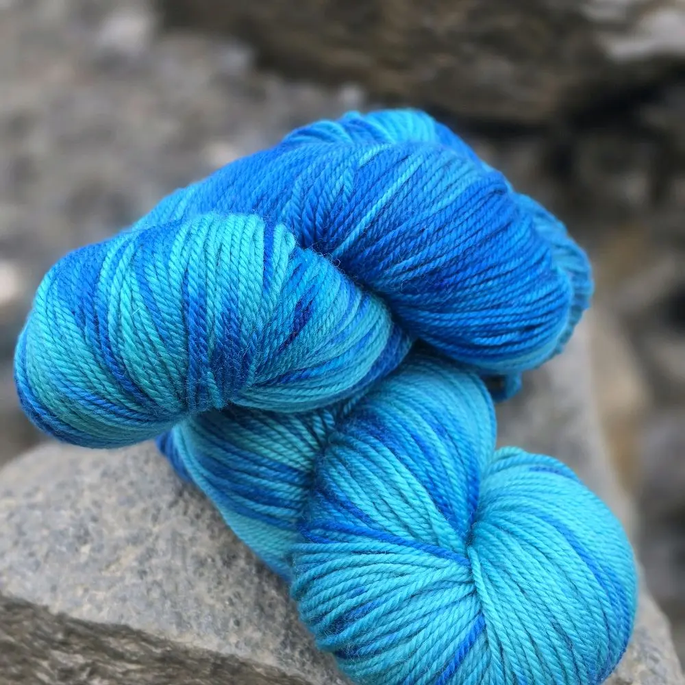 Glacial Blue Hand Dyed Sport Weight Merino Wool Yarn