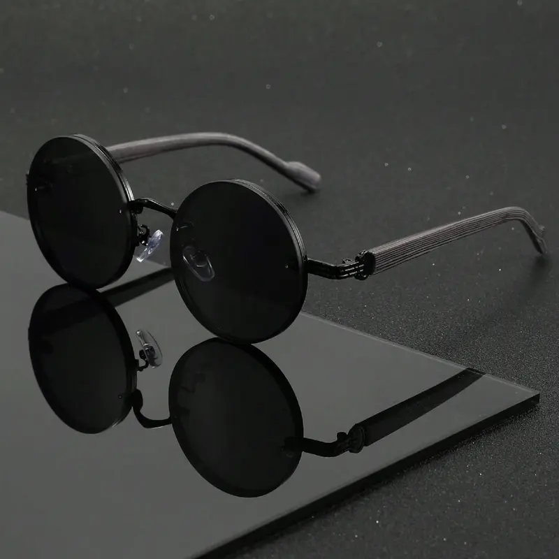 Round Metal Glasses Vintage Punk Street Style, Retro Fashion Eyewear, Unisex Accessory for Casual Wear Trendy Vintage Sunglasses Mirrored, Trendy Streetwear Sunglasses, Stylish Glasses, Trendy Shades