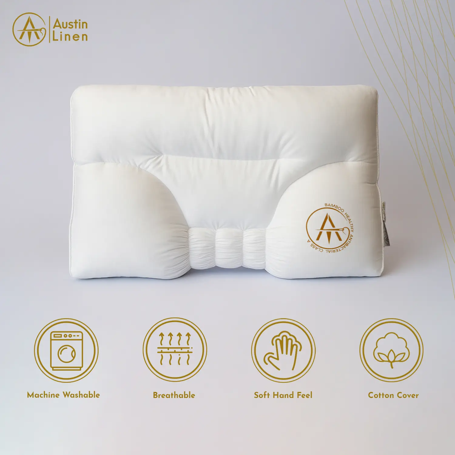 Austin Linen Paratelk 4D Bamboo Filled Cervical Neck Pillow - Targeted Neck Support for Side Sleepers