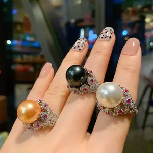 Gorgeous Multi - Colored Pearl Rings | Sparkly Crystal - Embellished Statement Jewelry