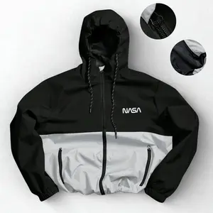 Men’s American Street Style Colorblock Jacket with Hood and Drawstring — Outdoor Casual Jacket