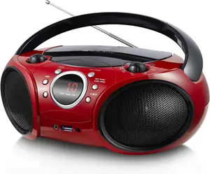 030BT(2025 Version) CD Player Boombox with AM FM Radio, , USB Port CD-R/RW, MP3 CDs Compatible, 3.5mm Aux Input, Headphone Jack and LED Display for CD(Firmist Red)