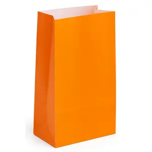 Vibrant Orange Paper Treat Bags - 12 Pack