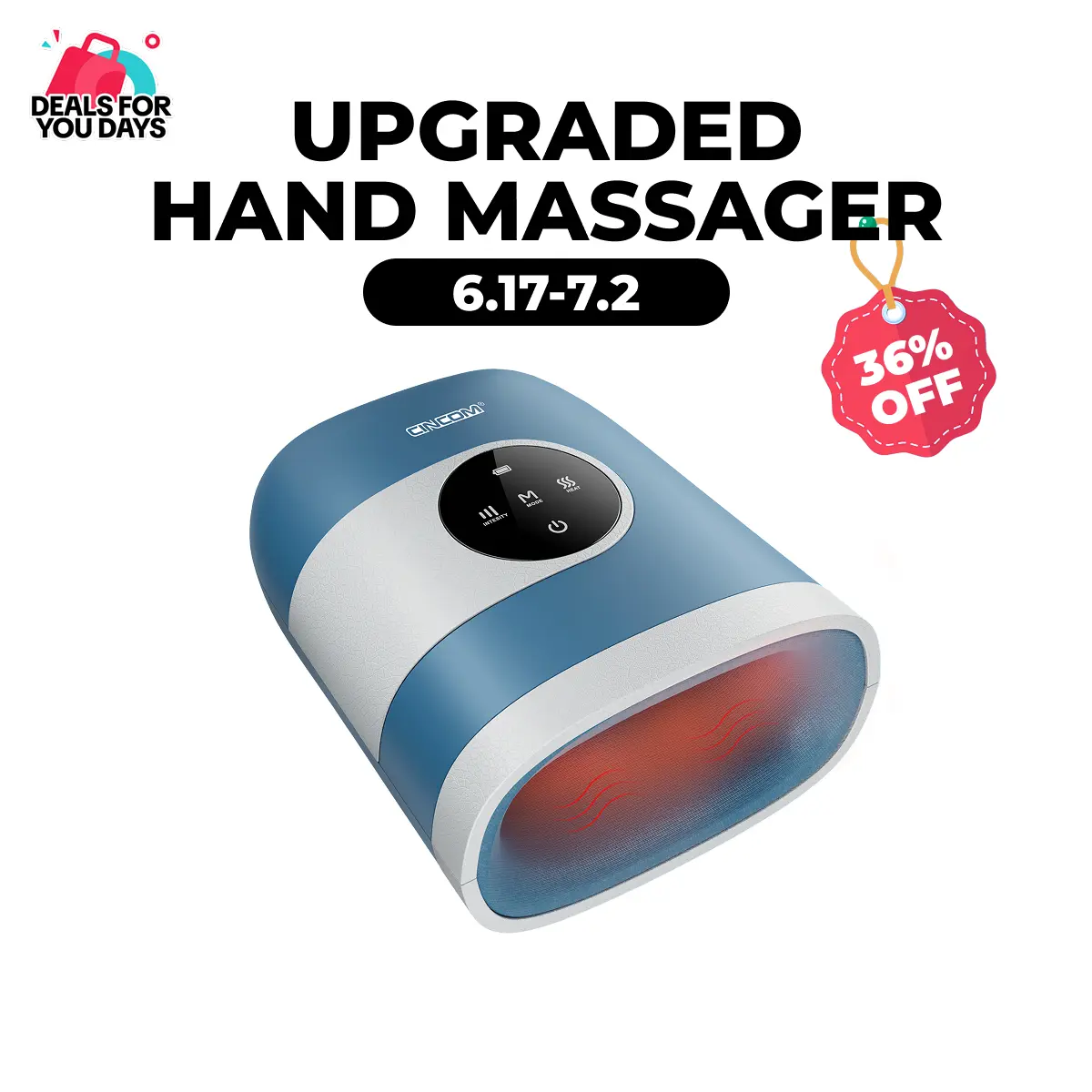 CINCOM Upgraded Hand Massager, Cordless Finger Soother with Comfort Warmth, Customizable Settings, Rechargeable, Provides Soothing Relaxation, Wonderful Gift for Loved Ones