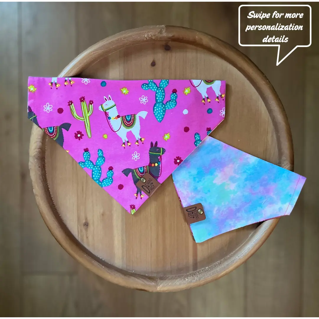 Llama Drama / LAST CHANCE / Reversible / Over-the-Collar / Pet Bandana / CLEARANCE
