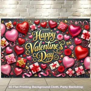 1pc Valentine Backdrop Love Theme Heart Motifs Design Vibrant Wall Hanging for Party Wedding Anniversary Celebration Decor