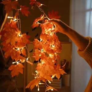 Halloween Autumn Leaves String Lights 20 Lamps 3M / 9.84FT USB Powered  – LED Garland with Lights for Indoor & Outdoor Décor, Halloween Window Lights, Outdoor Halloween Lights, Fairy Lights for Parties, Thanksgiving & Fall Seasonal Decorations Gift