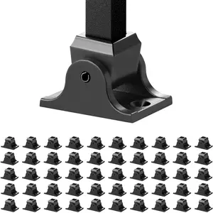 Spring new arrivals Aluminum Alloy Baluster Shoes Square Balusters Baluster Wrought Spindles for Staircase Slant Shoes with Screw Holes for Use with 1/2 Inch Staircase Balusters, Spray Coated Black (50 Pcs)