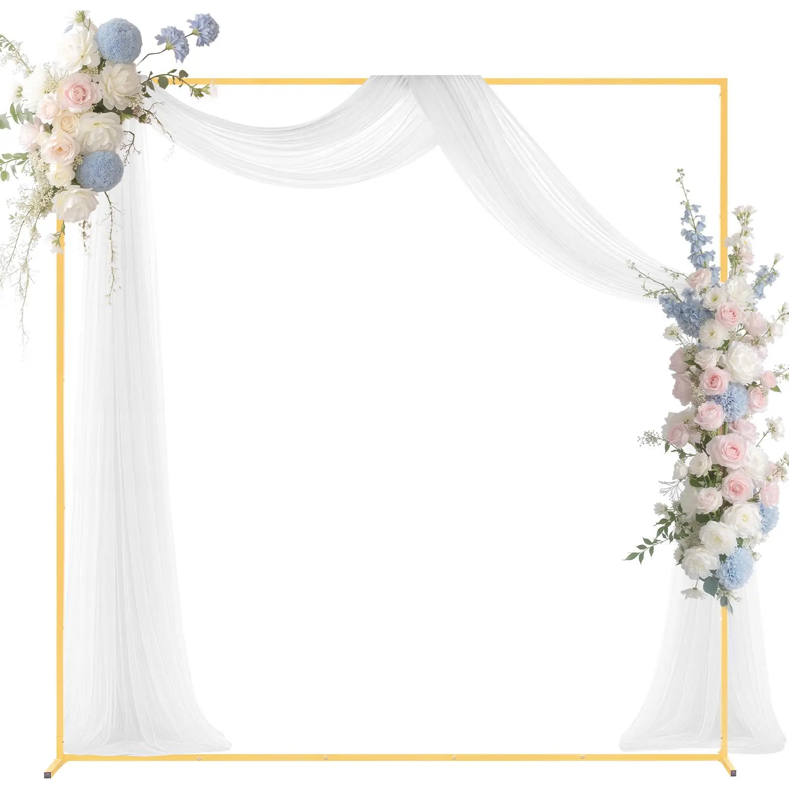 【SummerFinds】VEVOR Arch Backdrop Stand, 6.6 x 6.6 ft, Stable Structure, Easy Assembly, Square Gold Metal Arch Backdrop Stand for Wedding, Birthday Party, Graduation, Holiday Celebration, and Ceremony Decoration