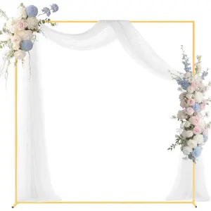 VEVOR Arch Backdrop Stand, 6.6 x 6.6 ft, Stable Structure, Easy Assembly, Square Gold Metal Arch Backdrop Stand for Wedding, Birthday Party, Graduation, Holiday Celebration, and Ceremony Decoration