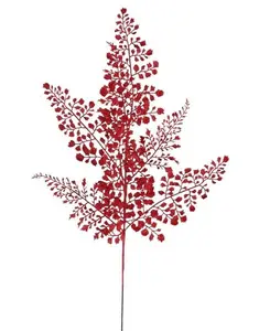 23" Glitter Maidenhair Fern Spray x7 – Laser Red