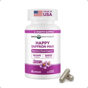 Happy Saffron Max, 88.5mg Saffron plus Magnesium, Ashwagandha & L-Theanine, Boost Energy & Mood, Support Eye & Heart Health – 60 Veg Capsules, Non-GMO, Made in USA, 2-Month Supply