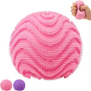 Fuzz Ball Squishy Stress Ball, Soft Sensory Fidget Toy, Moldable Squeeze Ball for Adults Anxiety Relief, Calming Desk Fuzz Squishies