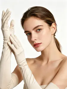 2pc Women's Long Gloves, Elegant Opera Gloves, Fashionable Plain Design, High-Quality Fitted Gloves, Perfect Gift for All Seasons