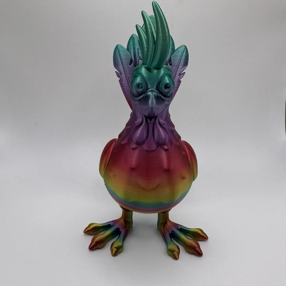 Articulated Rooster Figurine 3D Printed – Colorful Farmhouse Flexi Toy
