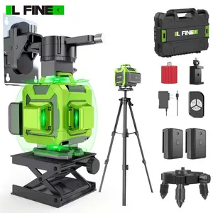 L FINE 16 Lines 4D Laser Level, 4x360° All Around Green Beam Self Leveling Cross Line Laser Level with Tripod, Remote Controller, Full Accessories Hard Case for Construction Tile Ceiling Renovation