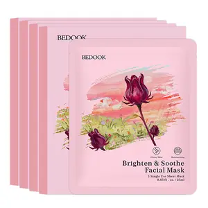 BEDOOK Brighten & Soothe Facial Mask 4-Pack| Long‑Term Skin Brightening, Moisturizing Soothing Family Skincare Pack
