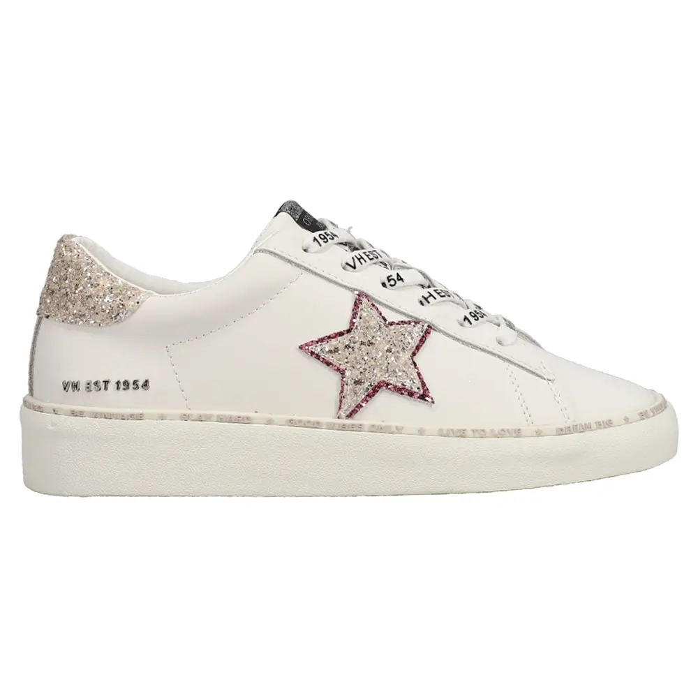 Vintage Havana Womens Galit Glitter Lace Up Sneakers Shoes Casual - White Vintage Havana Womens Galit Glitter Lace Up Sneakers Shoes Casual - White
