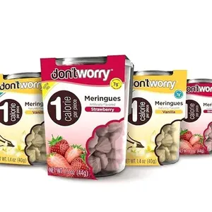 Don't Worry Keto Friendly Meringue Cookies - Strawberry & Vanilla Cookies, 4 Calorie Meringue Cookies, Low Carb Snacks, Healthy Protein Snacks - 4 Pack
